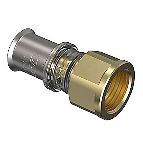 Wavin Tigris M5 overgang med muffe 25 mm x 1''. DZR messing. Til U, UP, H, B , TH bakker