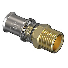 Wavin Tigris M5 overgang med nippel 20 mm x 1/2''. DZR messing. Til U, UP, H, B , TH bakker