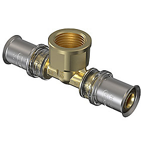 Wavin Tigris M5 t-stykke med muffe 16 mm x 1/2'' x 16 mm. DZR messing. Til U, UP, H, B , TH bakker