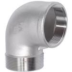Vinkel 3/8'' muffe-nippel. 90°. Maskinbearbejdet. Rustfri AISI 316