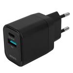 DELTACO USB VÆGLADER, 18W + 20W, SORT