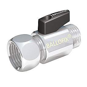 Broen Ballofix Kuglehane 1/2''. Nippel-målerforskruning. Med håndtag. Krom