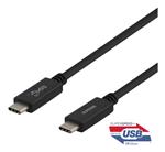 DELTACO USB-C KABEL, 0.5M, 100W, SORT