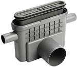 Unidrain Udløbshus Ø75 mm vandret med 2xØ32 mm sideudløb. Inkl. Vandlås