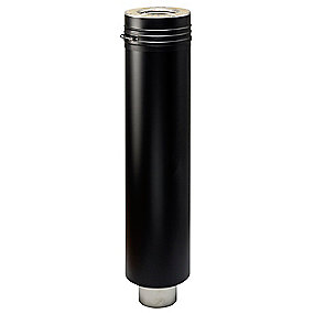 Metalbestos Wood 150/250mm skorsten længde 1000mm med indbygget overgang til sorte røgrør