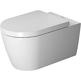 Duravit ME by Starck vægtoilet og sæde. Åben skylle-rand og SoftClose