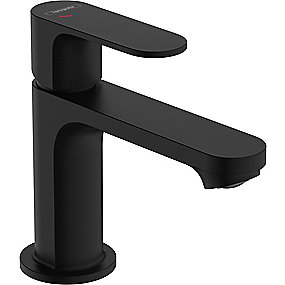 hansgrohe Rebris S 1-grebs håndvaskarmatur 80 CoolStart med metal løft-op bundventil, mat sort