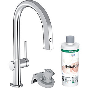 hansgrohe Aqittura M91 køkkenarmatur FilterSystem 210, udtrækstud, 1jet, sBox, Starter Set. Krom
