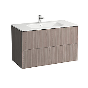 Laufen base møbelpakke 100 Pro S slim håndvask 1 hanehul underskab, 2 skuffer, Lys elm