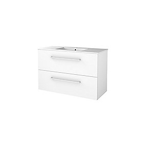 Sanibell Basicline møbelsæt med håndvask. 101x46cm hvid højglans