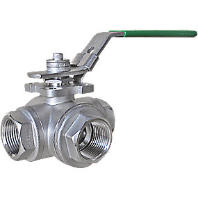 EGO 3-Vejs Kugleventil 1.1/4'' L-boret type 2057. Aisi 316