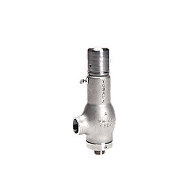EGO sikkerhedsventil 1216F 1/2-3/4''. Rustfri PN40. Metal sæde. OBS se beskrivelse for åbningstryk. Varen bestilles på 97121000